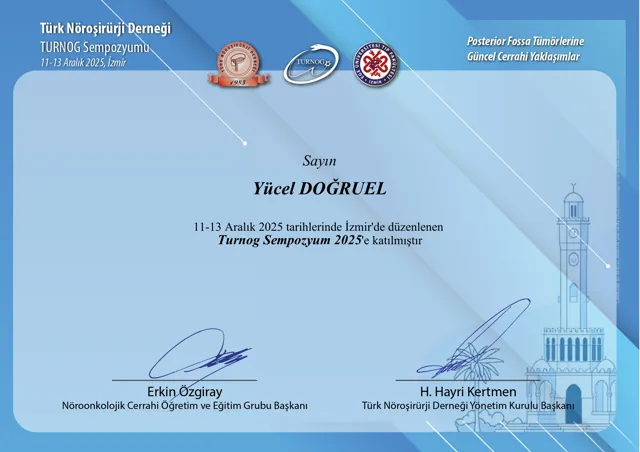 TURNOG Symposium 2025, certificate of attendance, İzmir, 2025