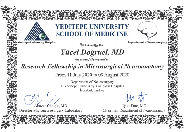Research fellowship certificate in microsurgical neuroanatomy, 2020